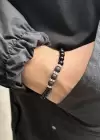 Siyah Renk Boncuk Detaylı Erkek Bileklik
