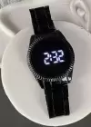 Siyah Renk Çelik Kordonlu Unisex Dijital/Dokunmatik Saat