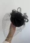 Siyah Renk Çiçek Detaylı Nikah Şapkası/Vualet Şapka