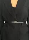 Siyah Renk Deri Detaylı Kadın Kemer