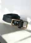 Siyah Renk Deri Detaylı Kadın Kemer
