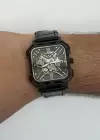 Siyah Renk Deri Kordonlu Çelik Erkek Saat