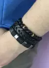 Siyah Renk Erkek Çoklu Deri Bileklik
