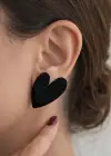 Siyah Renk Kalp Figürlü Küpe (Çift)