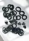 Siyah Renk Lastik Toka Ve Mini Mandal Toka Set