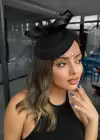 Siyah Renk Nikah Şapkası/Vualet Şapka