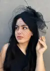 Siyah Renk Nikah Şapkası / Vualet Şapka