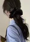Siyah Renk Saten Simit Toka