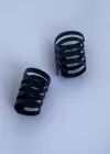 Siyah Renk Sıkıştırmalı Ear Cuff Unisex Halka Küpe (Çift)