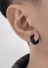 Siyah Renk Unisex Çelik Halka Küpe (Çift)