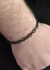 Siyah Renk Zincir Detaylı Çelik Erkek Bileklik