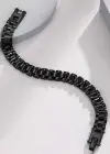 Siyah Renk Zincir Detaylı Çelik Erkek Bileklik