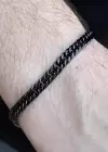 Siyah Renk Zincir Detaylı Erkek Çelik Bileklik