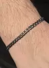 Siyah Renk Zincir Detaylı Erkek Çelik Bileklik