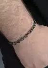 Siyah Renk Zincir Detaylı Erkek Çelik Bileklik