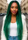 Siyah Turkuaz İki Renk Ombreli Afrika Zenci Örgüsü Box Braid Sentetik Saç 60cm 100gr