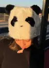 Siyah Ve Beyaz Renk Panda Figürlü Peluş Şapka