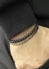 Siyah Ve Gümüş Renk İkili Erkek Çelik Bileklik