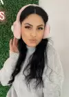 Somon Renk Kalp Detaylı Peluş Kulaklık