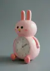 Somon Renk Tavşan Figürlü Alarmlı Masa Saati