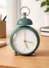 Turkuaz Renk Mini Dekoratif Işıklı Alarmlı Yuvarlak Masa Saati