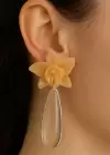 Turuncu Renk Çiçek Figürlü Tasarım Küpe (Çift)