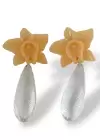 Turuncu Renk Çiçek Figürlü Tasarım Küpe (Çift)