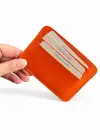 Turuncu Renk Deri Kartlık/Cüzdan