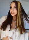 Yan Çıt Çıt Postiş / Hardal Renk / 50 Cm