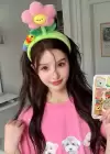 Yeşil Renk Çiçek Figürlü Peluş Taç
