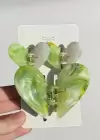 Yeşil Renk Kalp Figürlü 3lü Kemik Mandal Toka Set