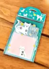 Yeşil Renk Kedi Figürlü Yapışkanlı Not Kağıdı