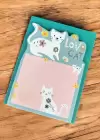 Yeşil Renk Kedi Figürlü Yapışkanlı Not Kağıdı