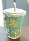 Yeşil Renk Milkshake Figürlü Anahtarlık Detaylı Kutulu Islak Mendil