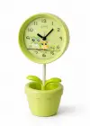 Yeşil Renk Saksı Figürlü Alarmlı Masa Saati