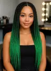 Yeşil Siyah İki Renk Ombreli Afrika Zenci Örgüsü Box Braid Sentetik Saç 60cm 100gr