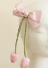 Yeşil Ve Pembe Renk Lale Figürlü Otomat Toka
