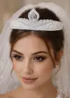 Zirkon Taşlı Gelin/Kına/Nişan/Söz Tasarım Taç