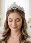 Zirkon Taşlı Gelin/Kına/Nişan/Söz Tasarım Taç