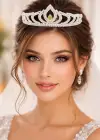 Zirkon Taşlı Gelin/Kına/Nişan/Söz Tasarım Taç