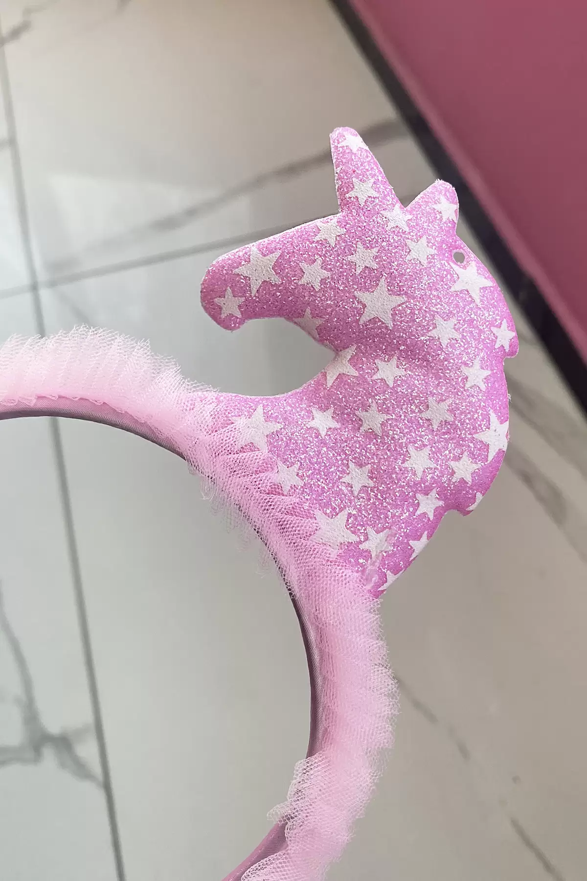 Açık Pembe Renk Unicorn Figürlü Taç