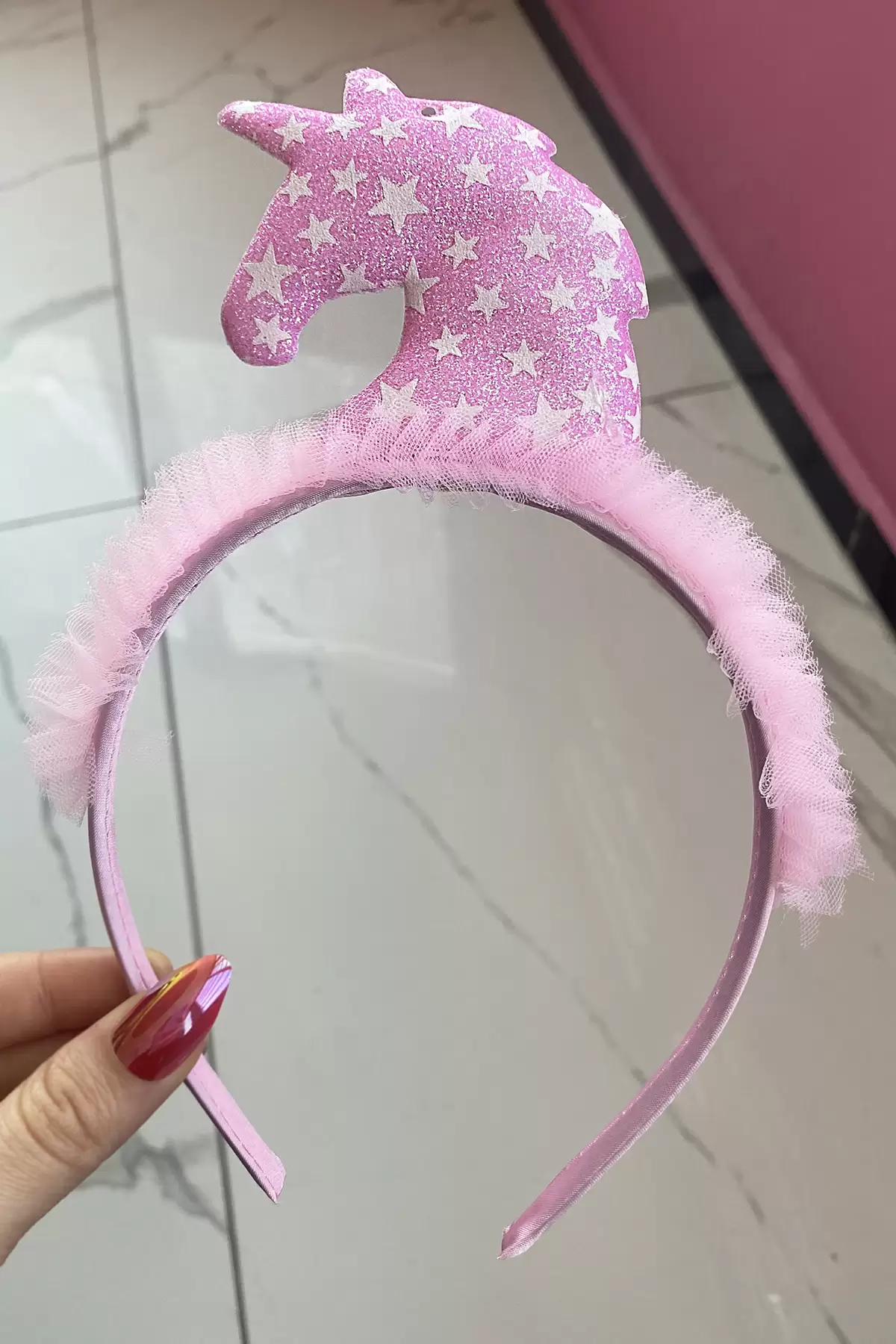 Açık Pembe Renk Unicorn Figürlü Taç