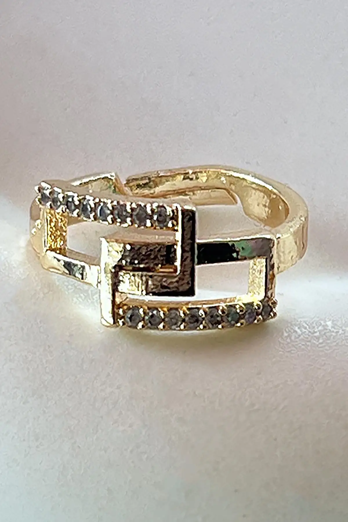 Altın Renk Taşlı Ayarlanabilir Yüzük