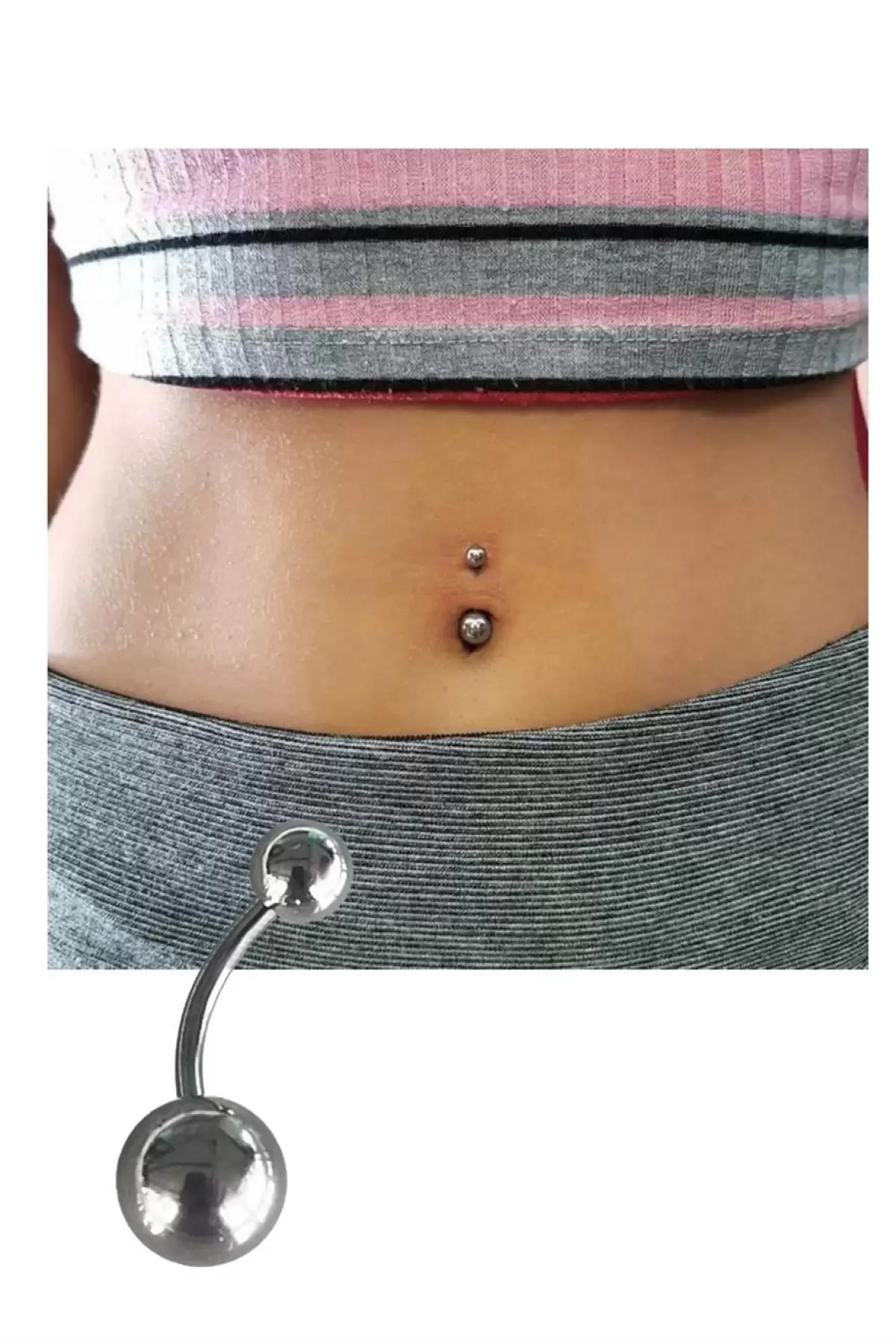 Gümüş göbek piercing