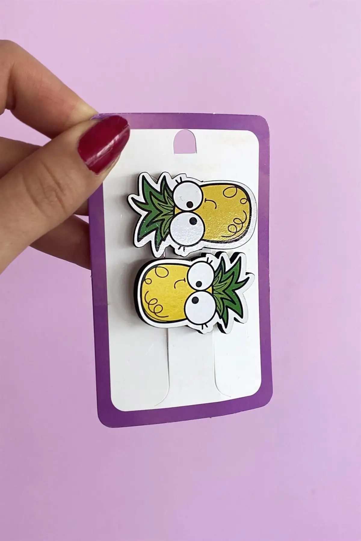 İkili Ananas Figürlü Çocuk Pens Toka Set