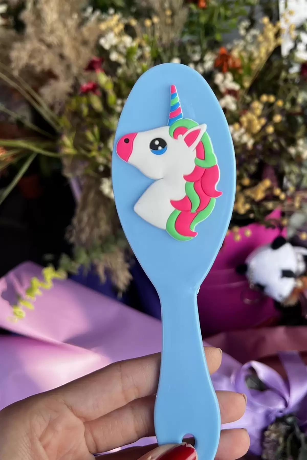 Mavi Renk Unicorn Figürlü Tarak