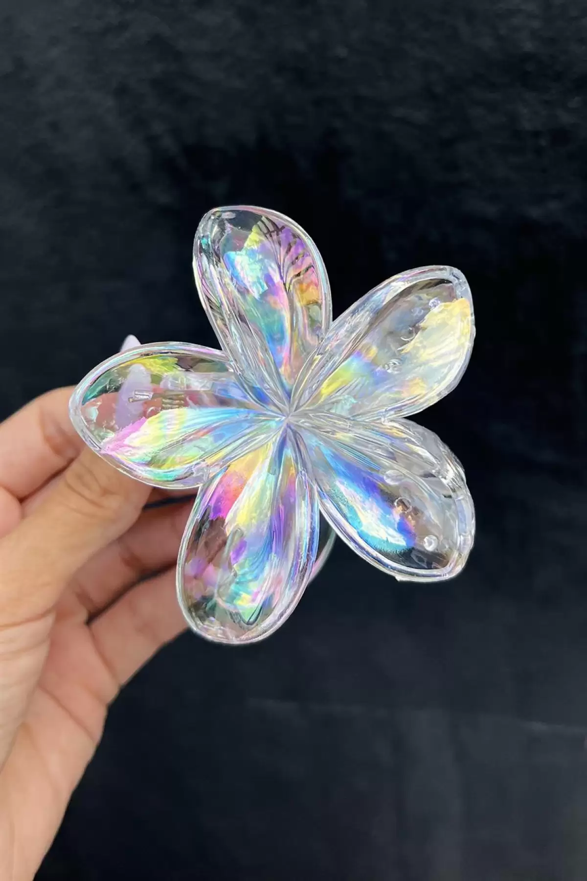 Şeffaf Renk Hologramlı Lotus Çiçek Figürlü  Mandal Toka