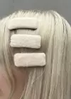 3lü Krem Renk Peluş Yan Toka Set