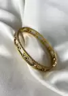 Altın Renk Göz Figürlü Çelik Kelepçe Bileklik