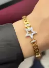 Altın Renk Yıldız Figürlü Çelik Kelepçe Bileklik
